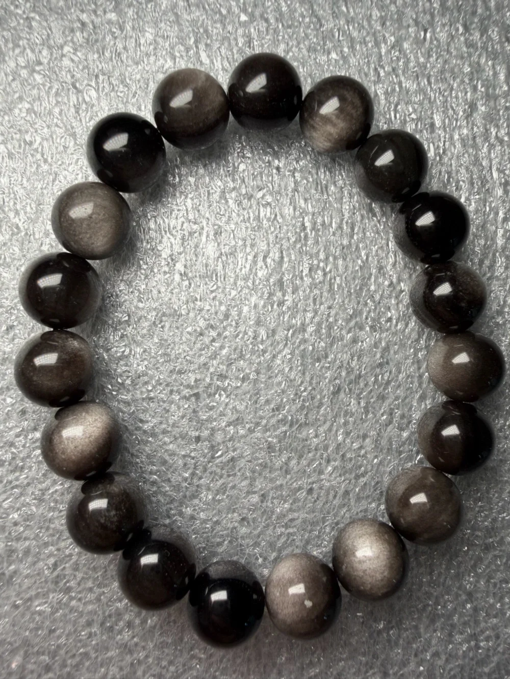 10MM High Flash Silver Sheen Obsidian Natural Crystal Bracelet